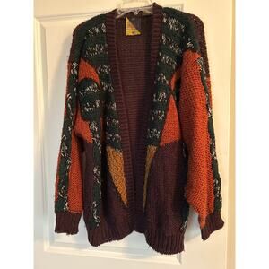GUC Vintage Index International Men's Loose Knit Cardigan Sweater Colorful Sz Lg